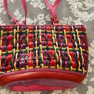 Sharif Multicolor Weave Shoulder Ourse Pink